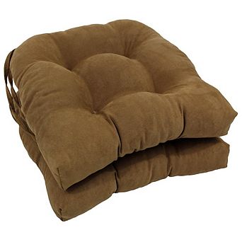 Blazing Needles 16-inch Solid Microsuede U-shaped Tufted Chair Cushions (Set of 2)