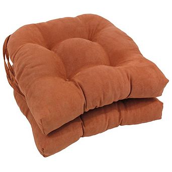 Blazing Needles 16-inch Solid Microsuede U-shaped Tufted Chair Cushions (Set of 2)