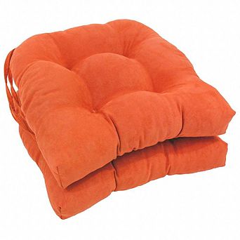 Blazing Needles 16-inch Solid Microsuede U-shaped Tufted Chair Cushions (Set of 2)