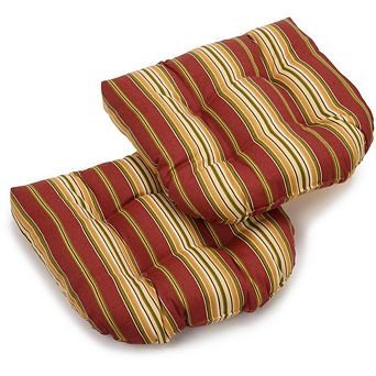 Blazing Needles 19-inch U-Shaped Outdoor Spun Polyester Tufted Dining Chair Cushion (Set of 2)
