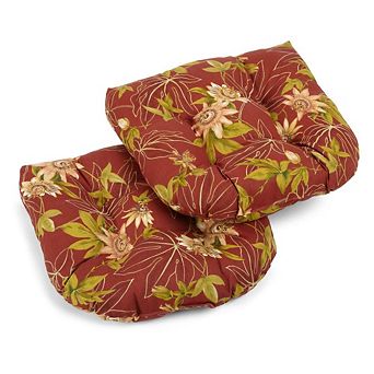 Blazing Needles 19-inch U-Shaped Outdoor Spun Polyester Tufted Dining Chair Cushion (Set of 2)