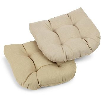 Blazing Needles 19-inch U-Shaped Outdoor Spun Polyester Tufted Dining Chair Cushion (Set of 2)