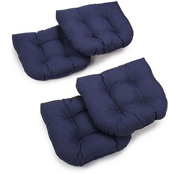 Blazing Needles 19-inch U-Shaped Spun Polyester Outdoor Tufted Dining Chair Cushions (Set of 4)