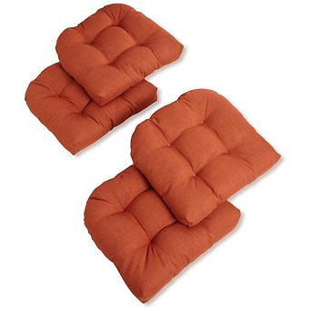 Blazing Needles 19-inch U-Shaped Spun Polyester Outdoor Tufted Dining Chair Cushions (Set of 4)