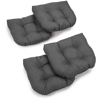 Blazing Needles 19-inch U-Shaped Spun Polyester Outdoor Tufted Dining Chair Cushions (Set of 4)