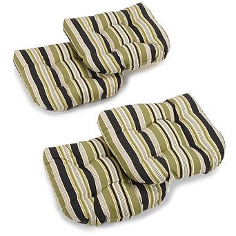 Blazing Needles 19-inch U-Shaped Spun Polyester Outdoor Tufted Dining Chair Cushions (Set of 4)