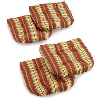 Blazing Needles 19-inch U-Shaped Spun Polyester Outdoor Tufted Dining Chair Cushions (Set of 4)
