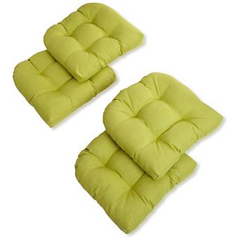 Blazing Needles 19-inch U-Shaped Spun Polyester Outdoor Tufted Dining Chair Cushions (Set of 4)