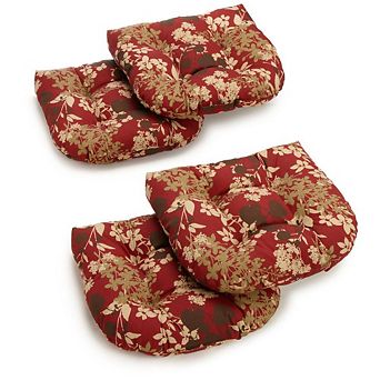 Blazing Needles 19-inch U-Shaped Spun Polyester Outdoor Tufted Dining Chair Cushions (Set of 4)