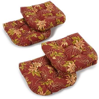 Blazing Needles 19-inch U-Shaped Spun Polyester Outdoor Tufted Dining Chair Cushions (Set of 4)