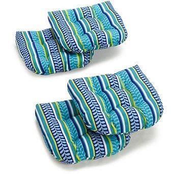 Blazing Needles 19-inch U-Shaped Spun Polyester Outdoor Tufted Dining Chair Cushions (Set of 4)