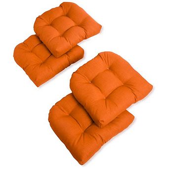 Blazing Needles 19-inch U-Shaped Spun Polyester Outdoor Tufted Dining Chair Cushions (Set of 4)