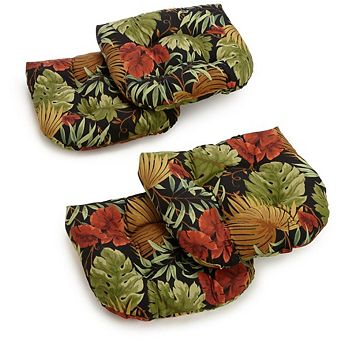 Blazing Needles 19-inch U-Shaped Spun Polyester Outdoor Tufted Dining Chair Cushions (Set of 4)