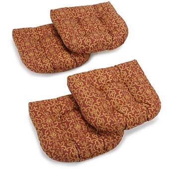 Blazing Needles 19-inch U-Shaped Spun Polyester Outdoor Tufted Dining Chair Cushions (Set of 4)