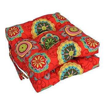 Blazing Needles 16-inch Outdoor Spun Polyester Square Tufted Chair Cushions (Set of 2)