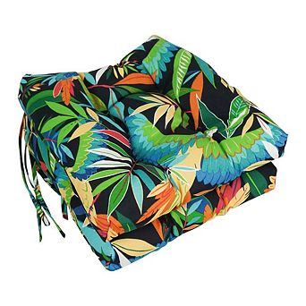 Blazing Needles 16-inch Outdoor Spun Polyester Square Tufted Chair Cushions (Set of 2)