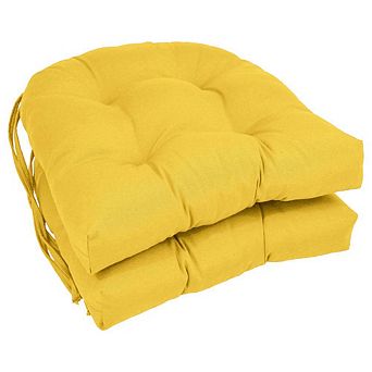 Blazing Needles 16-inch Solid Twill U-shaped Tufted Chair Cushions (Set of 2)