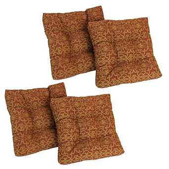 Blazing Needles 19-inch Squared Spun Polyester Tufted Dining Chair Cushion (Set of Four)