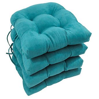 Blazing Needles 16-inch Solid Micro Suede U-shaped Tufted Chair Cushions (Set of 4)