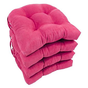 Blazing Needles 16-inch Solid Micro Suede U-shaped Tufted Chair Cushions (Set of 4)