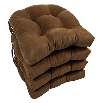 Blazing Needles 16-inch Solid Micro Suede U-shaped Tufted Chair Cushions (Set of 4)