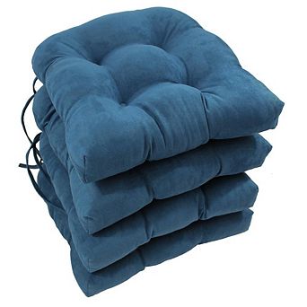 Blazing Needles 16-inch Solid Micro Suede U-shaped Tufted Chair Cushions (Set of 4)