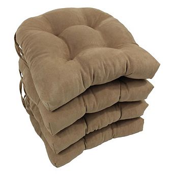 Blazing Needles 16-inch Solid Micro Suede U-shaped Tufted Chair Cushions (Set of 4)