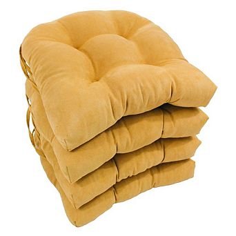 Blazing Needles 16-inch Solid Micro Suede U-shaped Tufted Chair Cushions (Set of 4)