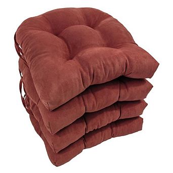 Blazing Needles 16-inch Solid Micro Suede U-shaped Tufted Chair Cushions (Set of 4)