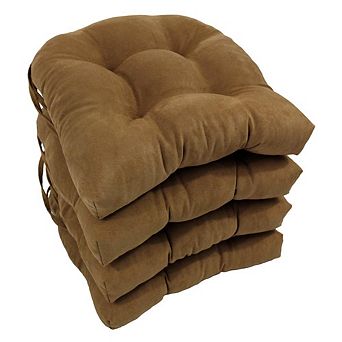 Blazing Needles 16-inch Solid Micro Suede U-shaped Tufted Chair Cushions (Set of 4)