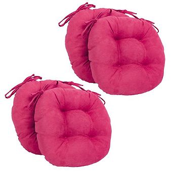Blazing Needles 16-inch Solid Micro Suede Round Tufted Chair Cushions (Set of 4)