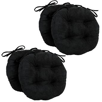 Blazing Needles 16-inch Solid Micro Suede Round Tufted Chair Cushions (Set of 4)