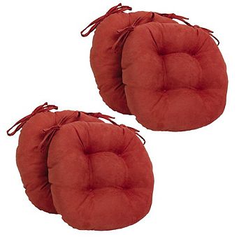 Blazing Needles 16-inch Solid Micro Suede Round Tufted Chair Cushions (Set of 4)