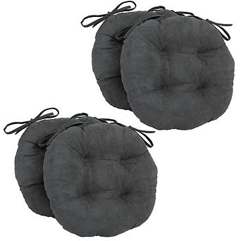 Blazing Needles 16-inch Solid Micro Suede Round Tufted Chair Cushions (Set of 4)