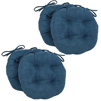 Blazing Needles 16-inch Solid Micro Suede Round Tufted Chair Cushions (Set of 4)