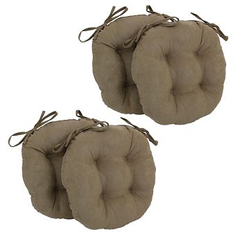 Blazing Needles 16-inch Solid Micro Suede Round Tufted Chair Cushions (Set of 4)