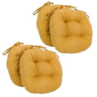 Blazing Needles 16-inch Solid Micro Suede Round Tufted Chair Cushions (Set of 4)