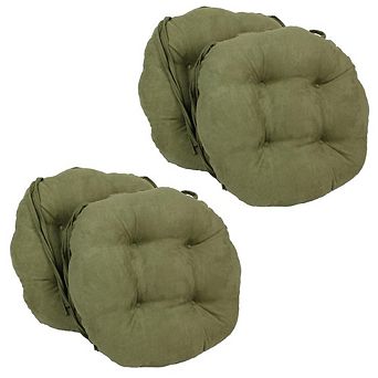 Blazing Needles 16-inch Solid Micro Suede Round Tufted Chair Cushions (Set of 4)
