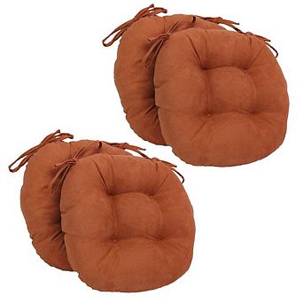 Blazing Needles 16-inch Solid Micro Suede Round Tufted Chair Cushions (Set of 4)