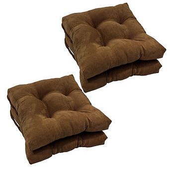 Blazing Needles 16-inch Solid Micro Suede Square Tufted Chair Cushions (Set of 4)