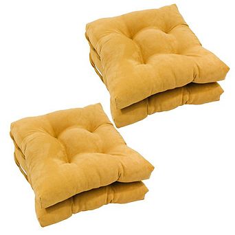 Blazing Needles 16-inch Solid Micro Suede Square Tufted Chair Cushions (Set of 4)