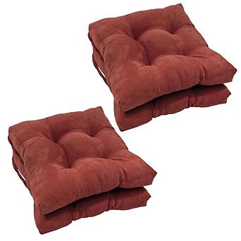Blazing Needles 16-inch Solid Micro Suede Square Tufted Chair Cushions (Set of 4)