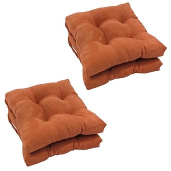 Blazing Needles 16-inch Solid Micro Suede Square Tufted Chair Cushions (Set of 4)