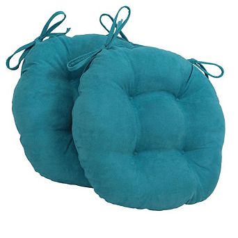 Blazing Needles 16-inch Solid Micro Suede Round Tufted Chair Cushions (Set of 2)