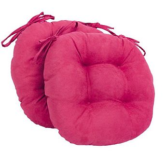 Blazing Needles 16-inch Solid Micro Suede Round Tufted Chair Cushions (Set of 2)
