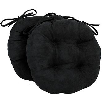 Blazing Needles 16-inch Solid Micro Suede Round Tufted Chair Cushions (Set of 2)