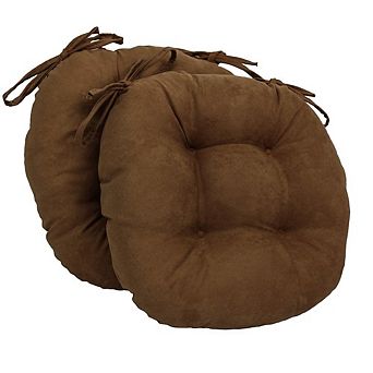 Blazing Needles 16-inch Solid Micro Suede Round Tufted Chair Cushions (Set of 2)