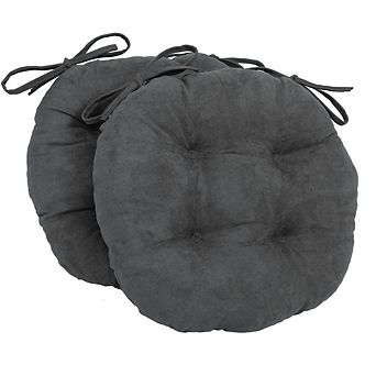 Blazing Needles 16-inch Solid Micro Suede Round Tufted Chair Cushions (Set of 2)