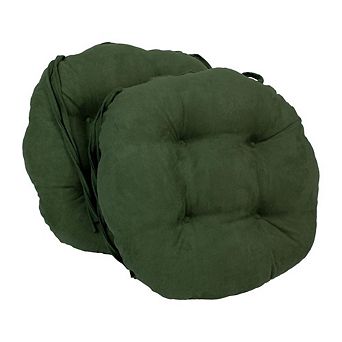 Blazing Needles 16-inch Solid Micro Suede Round Tufted Chair Cushions (Set of 2)