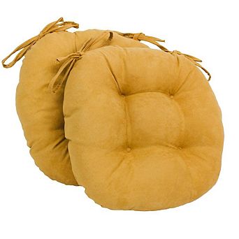 Blazing Needles 16-inch Solid Micro Suede Round Tufted Chair Cushions (Set of 2)